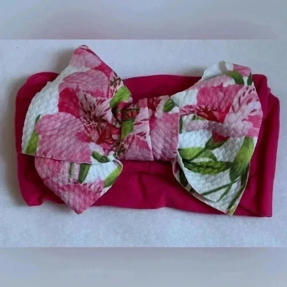 Other - Pink Floral Bohemian Bow Headband